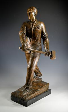 Sculpture of a Steelworker Metropolis Builder Social Realism Germany 1930 - 4201877