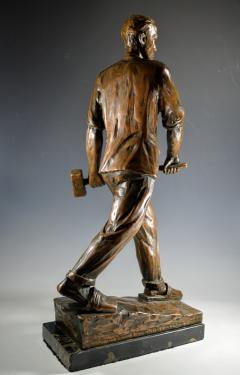 Sculpture of a Steelworker Metropolis Builder Social Realism Germany 1930 - 4201879