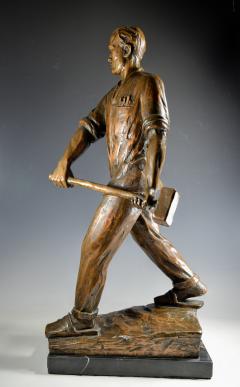 Sculpture of a Steelworker Metropolis Builder Social Realism Germany 1930 - 4201881