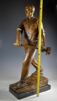 Sculpture of a Steelworker Metropolis Builder Social Realism Germany 1930 - 4201882