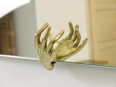 Scultpural Brass Hand Mid Century Wall Mirror Italy 1950s - 4593334