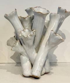 Sea Flowers white glazed Ceramic Vase 1990s - 4754464