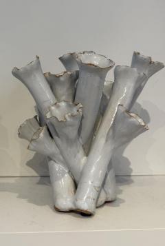 Sea Flowers white glazed Ceramic Vase 1990s - 4754465