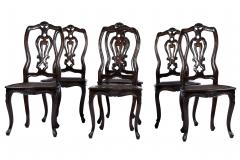 Seat Six 6 Dining Chairs Portuguese Spanish Colonial Style 19th 20th Century - 1875518