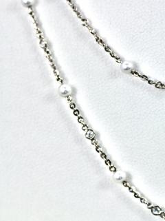Seed Pearl Diamond Platinum 52 long Necklace - 3701623
