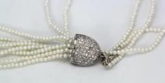 Seed Pearl Necklace with 4 1 2 Pearl Tassel 18K WG 32 L - 3462045