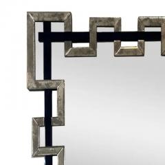 Segmented Mirror and Navy Murano Glass Lattice Frame Mirror - 3950327