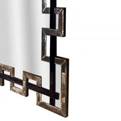 Segmented Mirror and Navy Murano Glass Lattice Frame Mirror - 3950328