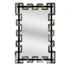 Segmented Mirror and Navy Murano Glass Lattice Frame Mirror - 3950329