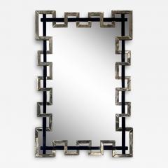 Segmented Mirror and Navy Murano Glass Lattice Frame Mirror - 3952606