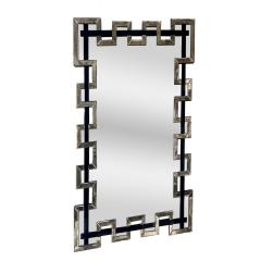 Segmented Mirror and Navy Murano Glass Lattice Frame Mirror - 4440307