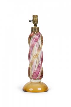 Seguso Mid Century Italian Handblown Twisted Glass Orange and Pink Table Lamp - 4162633