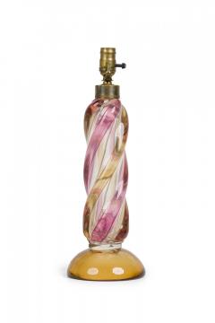 Seguso Mid Century Italian Handblown Twisted Glass Orange and Pink Table Lamp - 4162635