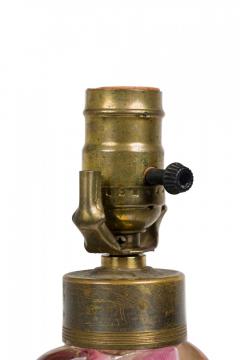 Seguso Mid Century Italian Handblown Twisted Glass Orange and Pink Table Lamp - 4162636