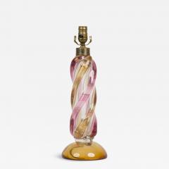 Seguso Mid Century Italian Handblown Twisted Glass Orange and Pink Table Lamp - 4167804