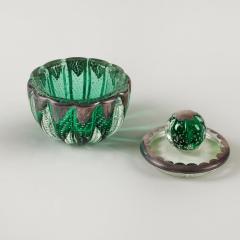 Seguso Vetri d Arte 1950s Italian green and silver Murano glass bullicante bonbonierre by Seguso - 4615804