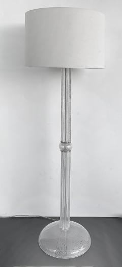 Seguso Vetri d Arte Italian Seguso Silver infused Blown Murano Glass Floor Lamp with Fabric Shade - 4529939