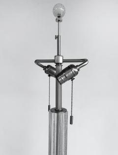 Seguso Vetri d Arte Italian Seguso Silver infused Blown Murano Glass Floor Lamp with Fabric Shade - 4530082