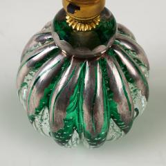 Seguso Vetri d Arte Pair of 1950s Italian green and silver Murano glass bullicante ball lamps - 4615769