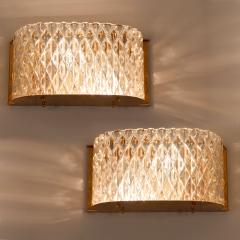 Seguso Vetri d Arte Pair of Italian 1950s Seguso Murano curved glass and brass wall lights - 1185301