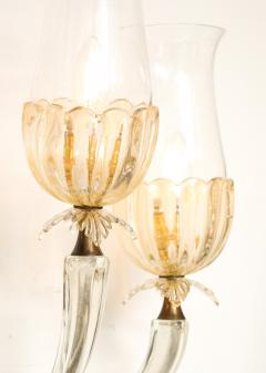 Seguso Vetri d Arte Rare Pair of Large Three Arm Murano Gold Glass Sconces by Seguso Vetri dArte - 3667236