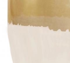 Seguso Vetri d Arte Seguso Elliptical Murano Glass Vase with Gold Leaf Band - 4215446