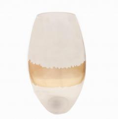 Seguso Vetri d Arte Seguso Elliptical Murano Glass Vase with Gold Leaf Band - 4215447