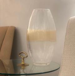 Seguso Vetri d Arte Seguso Elliptical Murano Glass Vase with Gold Leaf Band - 4215448