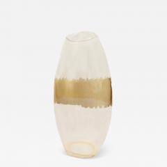 Seguso Vetri d Arte Seguso Elliptical Murano Glass Vase with Gold Leaf Band - 4217274