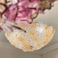 Seguso Vetri d Arte Seguso Murano Glass Flower Flush Mount Light Fixture 1960s - 4126661