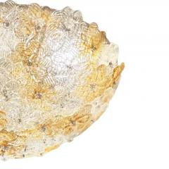 Seguso Vetri d Arte Seguso Murano Glass Flower Flush Mount Light Fixture 1960s - 4126662