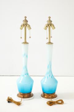Seguso Vetri d Arte Seguso Sky Blue White Murano Glass Lamps - 4294824