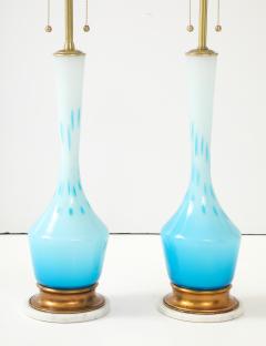 Seguso Vetri d Arte Seguso Sky Blue White Murano Glass Lamps - 4294830