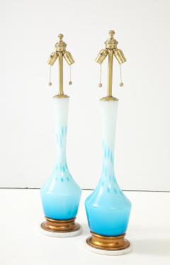 Seguso Vetri d Arte Seguso Sky Blue White Murano Glass Lamps - 4294835