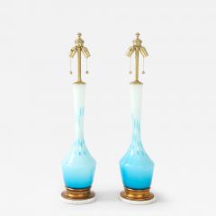 Seguso Vetri d Arte Seguso Sky Blue White Murano Glass Lamps - 4297145