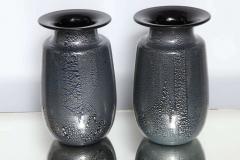 Seguso Vetri d Arte Seguso Vetri DArte Siver Leaf Black Blue Glass Vases - 815862
