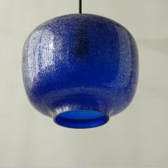 Seguso Vetri d Arte Seguso blue Pulegoso Murano glass pendant lamp Italy 1950s - 3468292