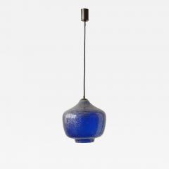 Seguso Vetri d Arte Seguso blue Pulegoso Murano glass pendant lamp Italy 1950s - 3471664