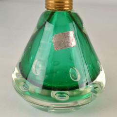 Seguso Vetri d arte Pair Emerald Green Murano Sommerso Glass Table Lamps by Seguso 1950s - 3111247