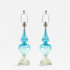 Seguso Vetri d arte Seguso Ocean Blue Clear Murano Lamps - 2162469