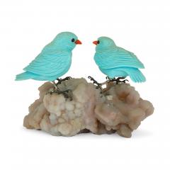Semi precious stone and silver bird model - 3318770