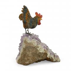 Semi precious stone and silver model of a cockerel - 3318774