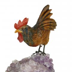 Semi precious stone and silver model of a cockerel - 3318776