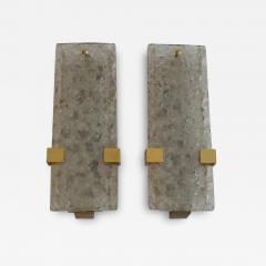 Serge Mouille 1963 Pair Dallux Sconces Attributed to Serge Mouille Brass Glass St Gobain - 3414445