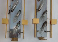 Serge Mouille 1963 Series 4 Dallux Sconces Attributed to Serge Mouille Brass Glass St Gobain - 2328162