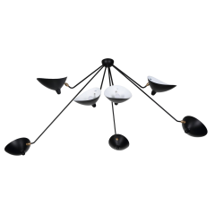 Serge Mouille Serge Mouille Black and White 7 Arm Spider Ceiling Lamp - 427023