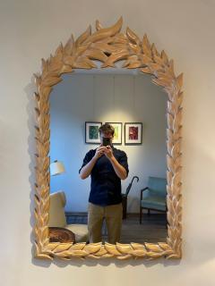 Serge Roche 1970s Carved Wood Palm Leaf Mirror - 2115618