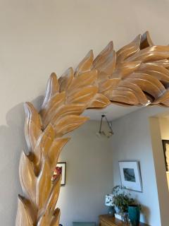 Serge Roche 1970s Carved Wood Palm Leaf Mirror - 2115622