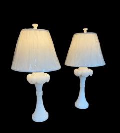 Serge Roche A Pair of Alabaster Palm Frond Lamps - 3844187