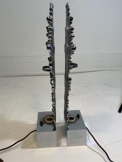 Serge Roche ART DECO CHROMED BRONZE ACANTHUS LEAF TABLE LAMPS IN THE MANNER OF SERGE ROCHE - 932293